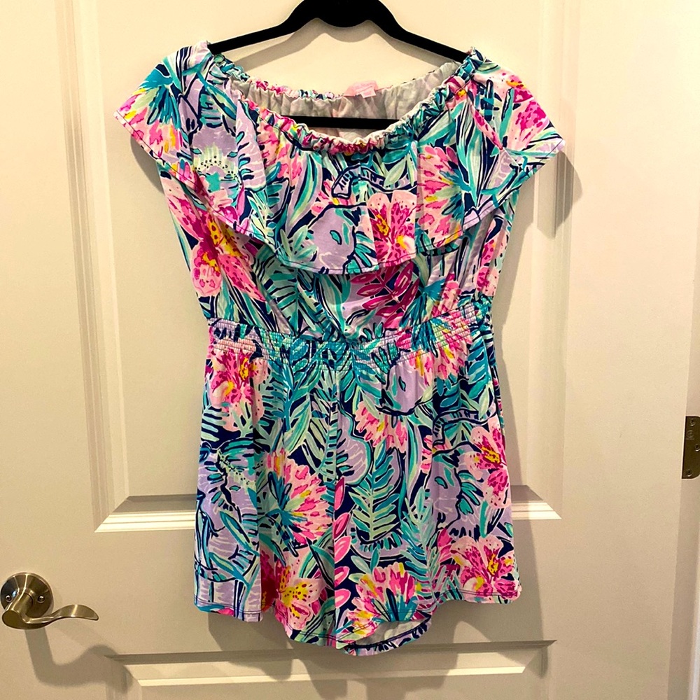 Lilly Pulitzer sleeveless ruffle top romper